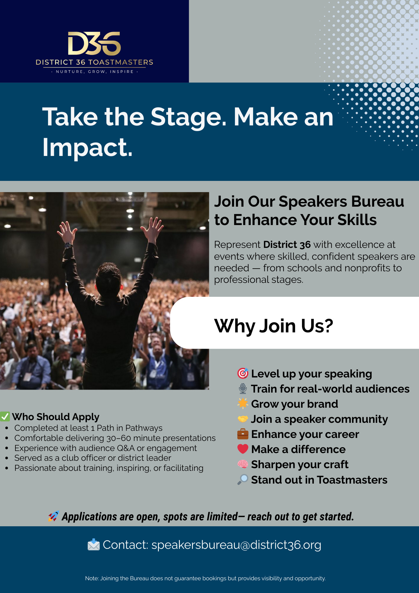 Flyer - Take the Stage. Make an Impact